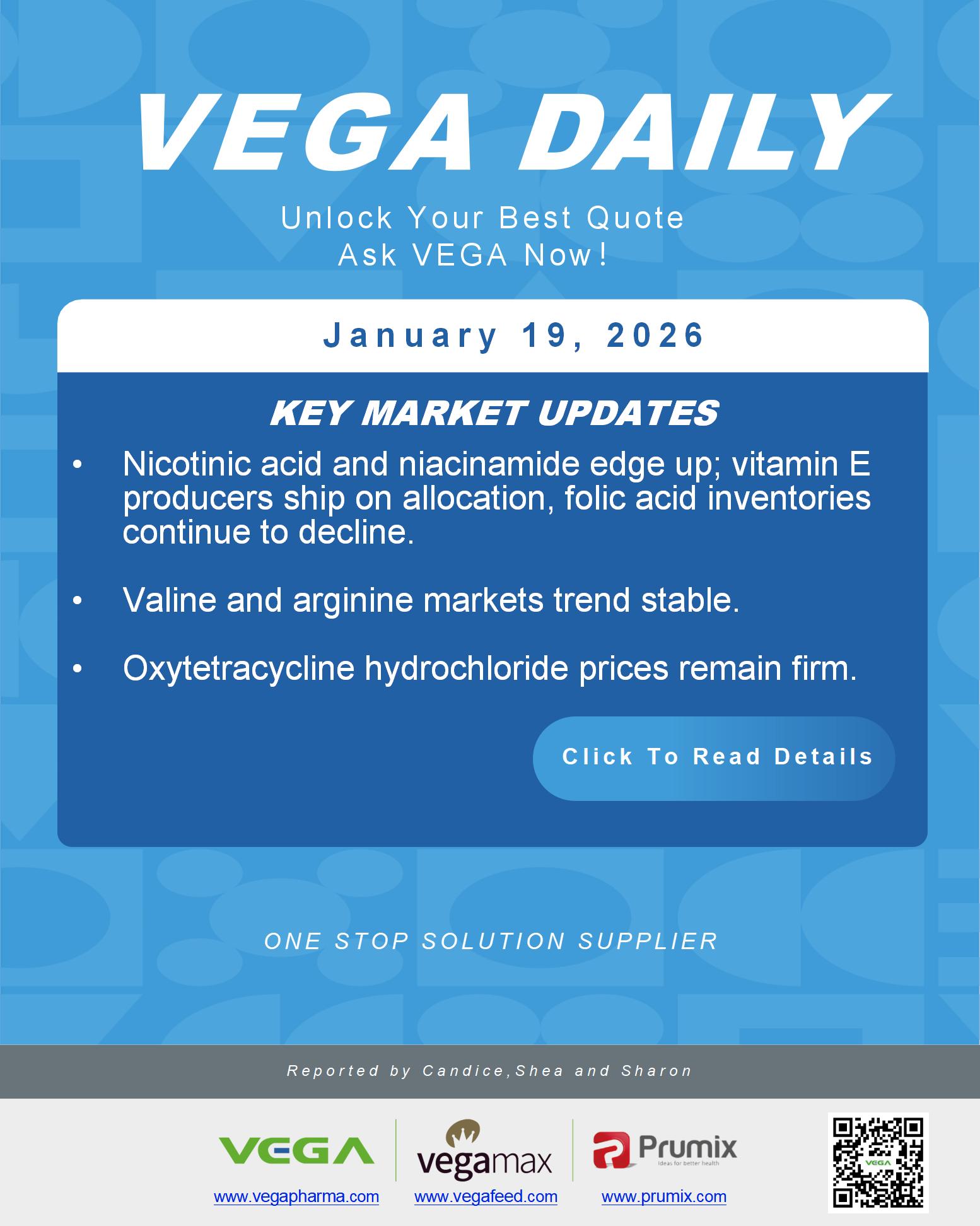 VEGA Daily Dated on January 19th 2026 Vitamin Amino Acid APl Food Additives.jpg